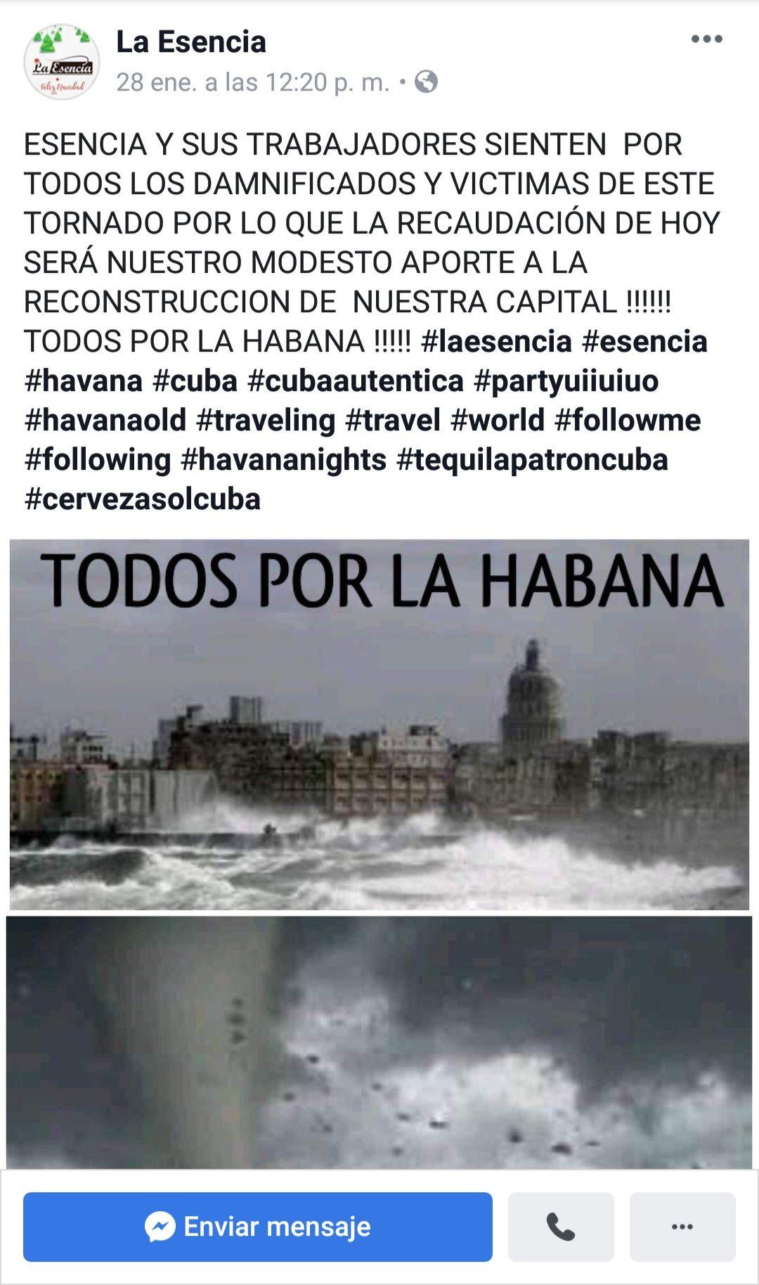 Captura de pantalla. Tomada de la página en Facebook de La Esencia. 