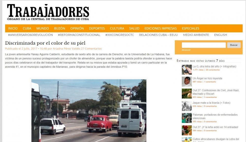 Captura de pantalla del periódico Trabajadores