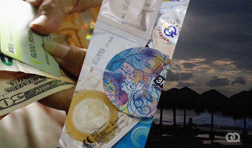 tarjeta bancaria, dinero, playa, condones, Cuba