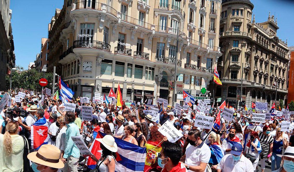 manifestación, cubanos, Madrid