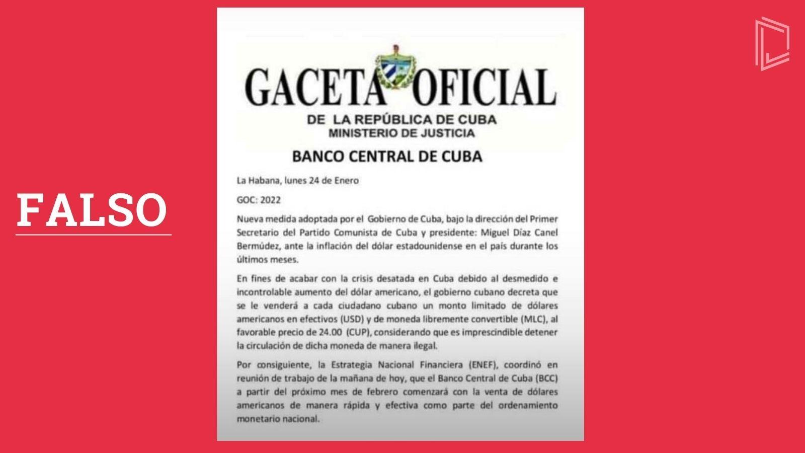 Falsa normativa del BCC sobre venta de dólares en Cuba