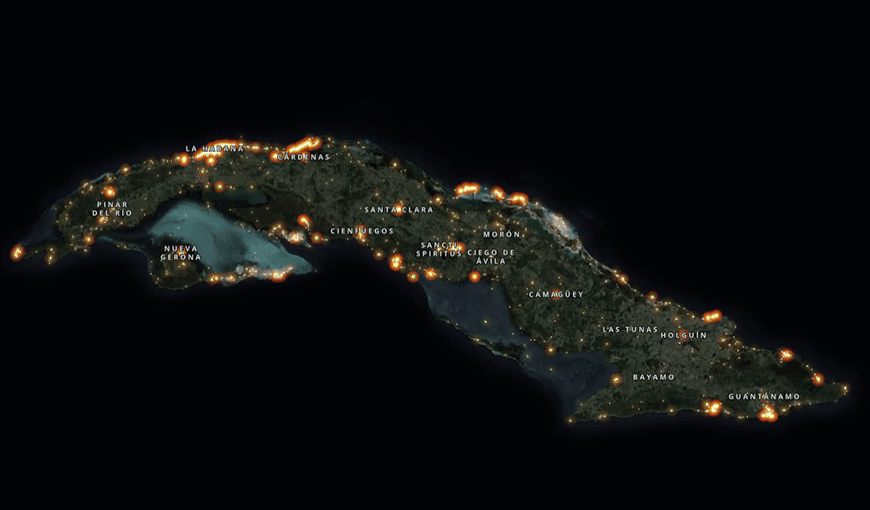 Mapa de Cuba que muestra los pedazos que han sido adquiridos en la plataforma Earth 2, en la cual se pueden comprar terrenos virtuales de Cuba y el mundo.