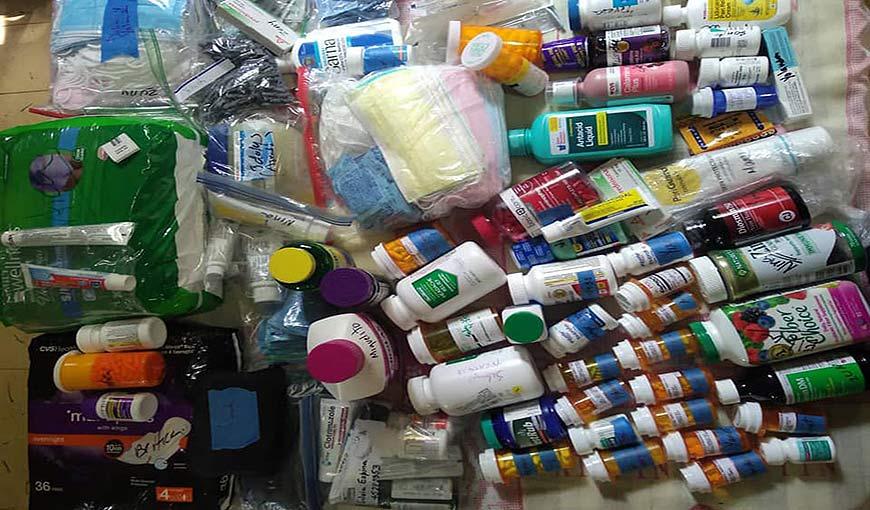 Medicamentos recopilados para ser enviados a Cuba como ayuda humanitaria desde cubanos en Estados Unidos.