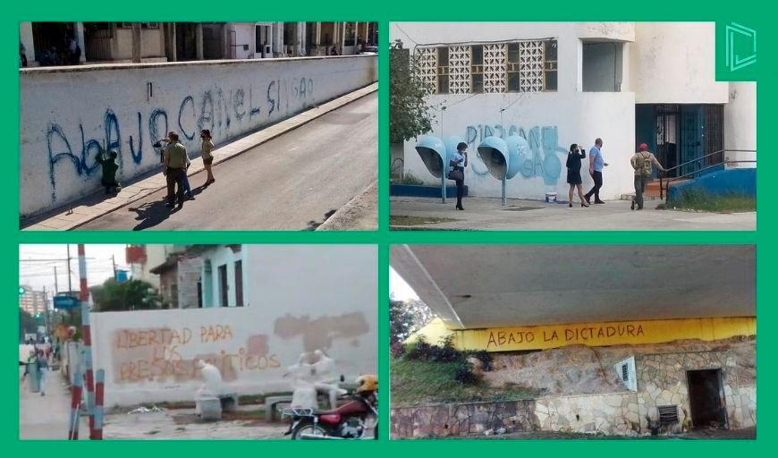 Pintadas contra Díaz-Canel en muros y fachadas 