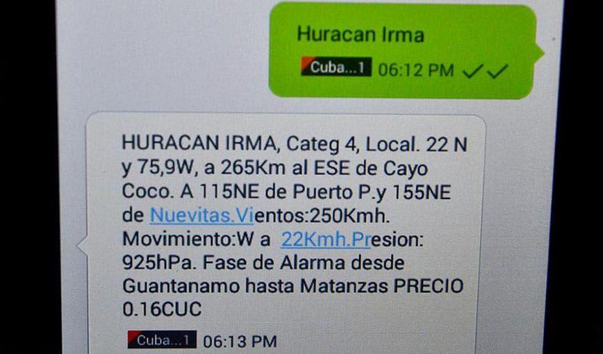 ETECSA cobra por informar dónde está Irma
