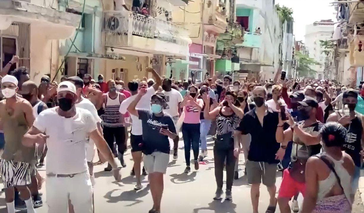 Protesta en San Antonio de los Baños el 11J / Foto: Captura de video