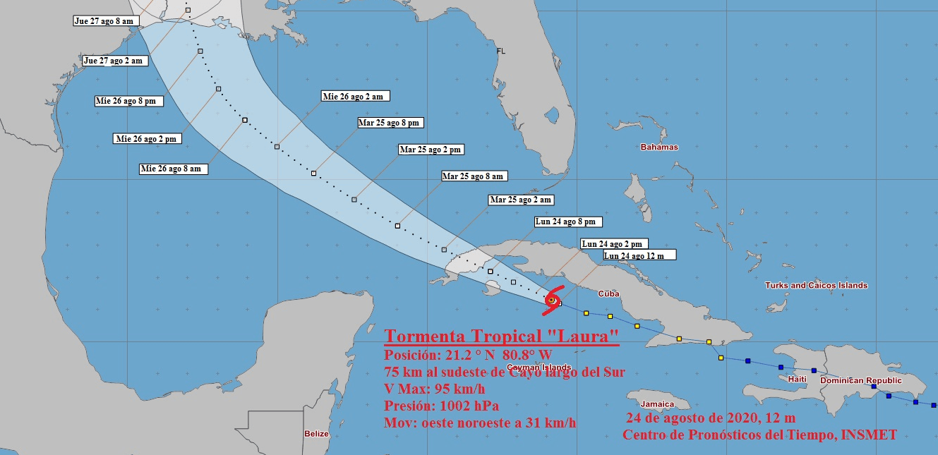Parte de las 9:00 a.m. sobre del paso del ciclón Tropical Laura por Cuba.