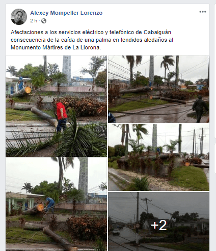 Ciclón Laura en Cabaiguán. Facebook de: Alexei Mompeller