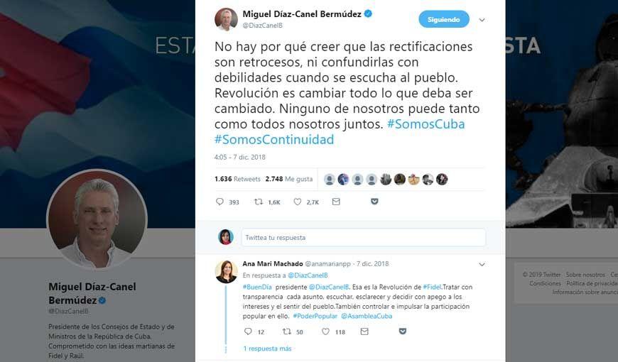 @Díaz-CanelB Post en Twitter