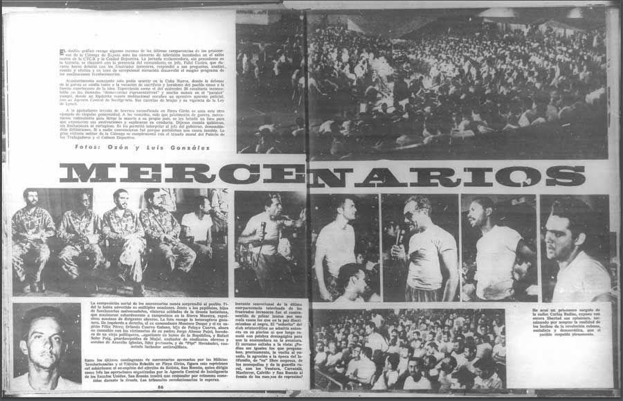 Imágenes de archivo del número de la Revista Bohemia en el cual se informó sobre el encuentro de Fidel Castro con los asaltantes de Playa Girón. Tomadas de la cuenta de Twitter del polítólogo Michael Bustamante. 
