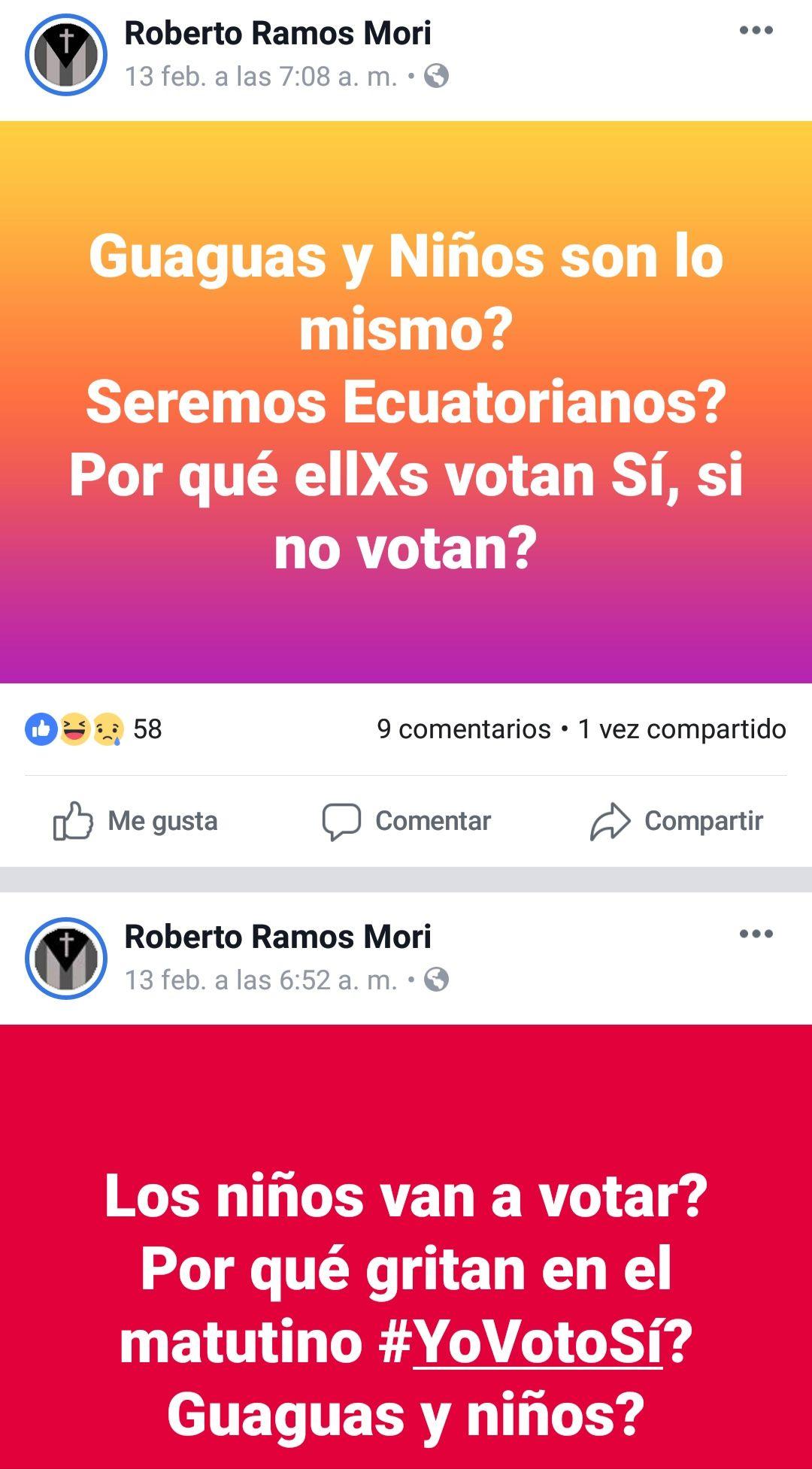 Captura de pantalla del perfil de Facebook de Roberto Ramos. 