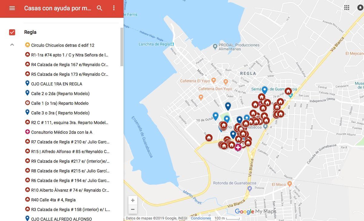 A partir de los listados de damnificados surgió otra de las iniciativas ciudadanas en red: un mapa que contiene los datos y direcciones recogidas en las mencionadas listas.