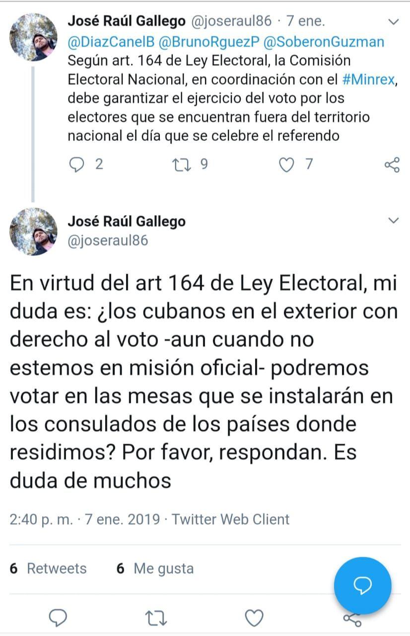 Captura de pantalla del perfil de Twitter de José Raúl Gallego