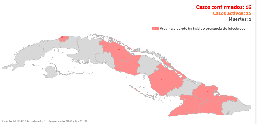 Distribución de casos por provincias. Mapa creado por Proyecto Inventario. 